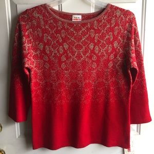 NWT Ruby Rd red gold glittery sweater size M